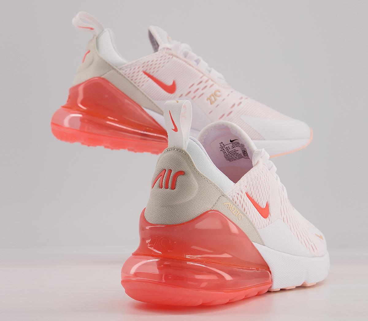 Nike Air Max 270 Trainers White Bright Mango Crimson Tint F Women's
