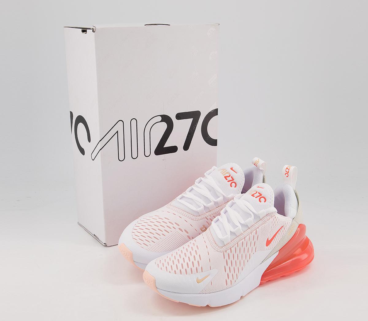 Nike Air Max 270 Trainers White Bright Mango Crimson Tint F