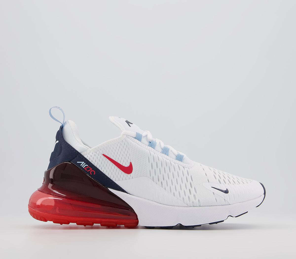 Nike Air Max 270 Trainers White Chilie Red Midnight Navy - Nike Air Max