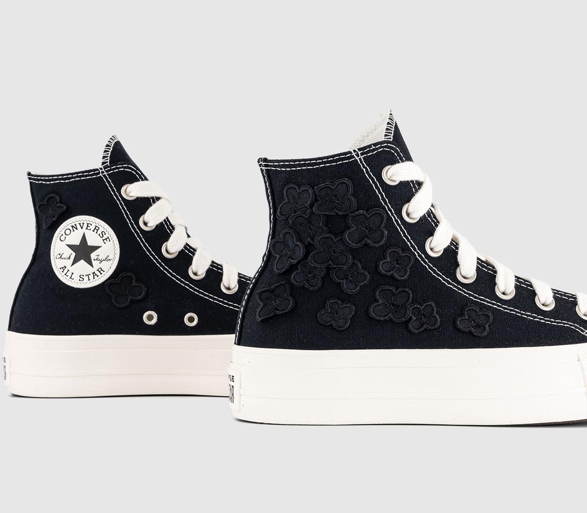 ConverseAll Star Lift Hi Trainers Black Black Egret Flower