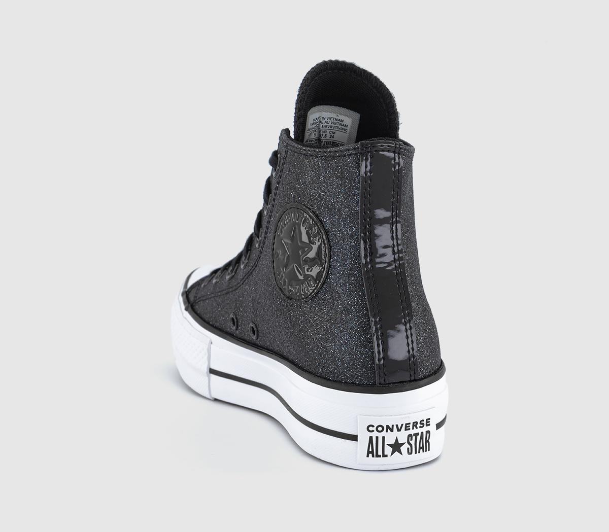 ConverseAll Star Lift Hi Platform TrainersBlack Black White Glitter