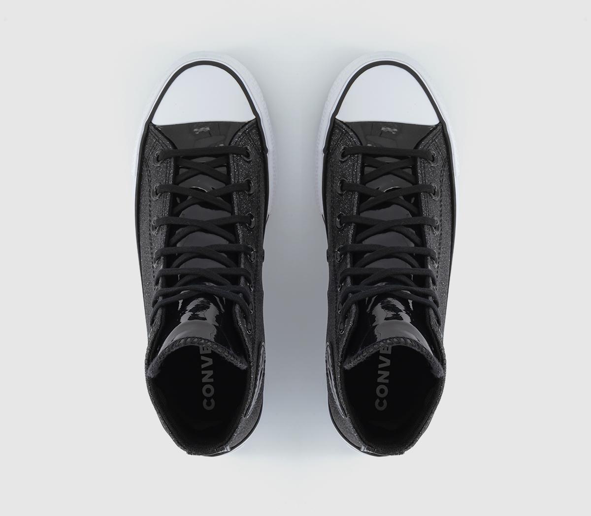 ConverseAll Star Lift Hi Platform TrainersBlack Black White Glitter