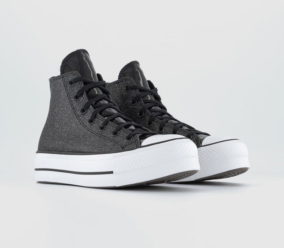 ConverseAll Star Lift Hi Platform TrainersBlack Black White Glitter