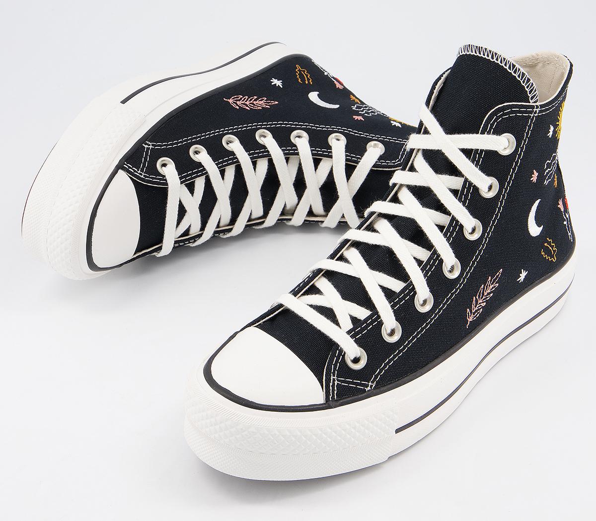 all star lift hi trainers black vintage white multi floral
