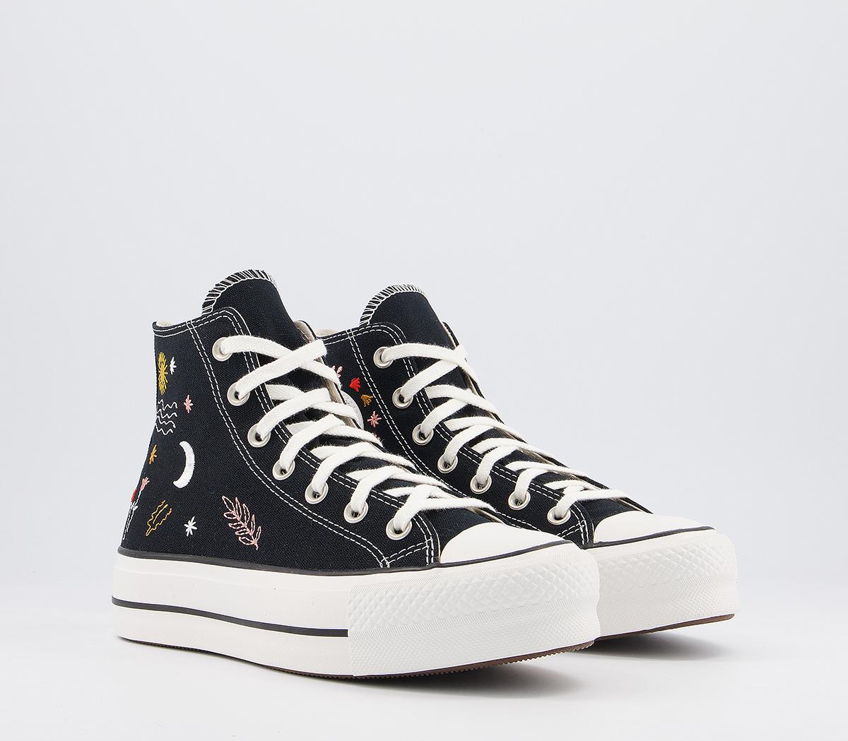 all star lift hi trainers black vintage white multi floral