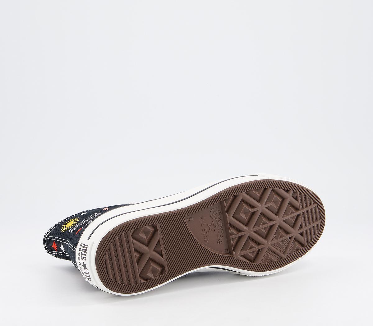 all star lift hi trainers black vintage white multi floral