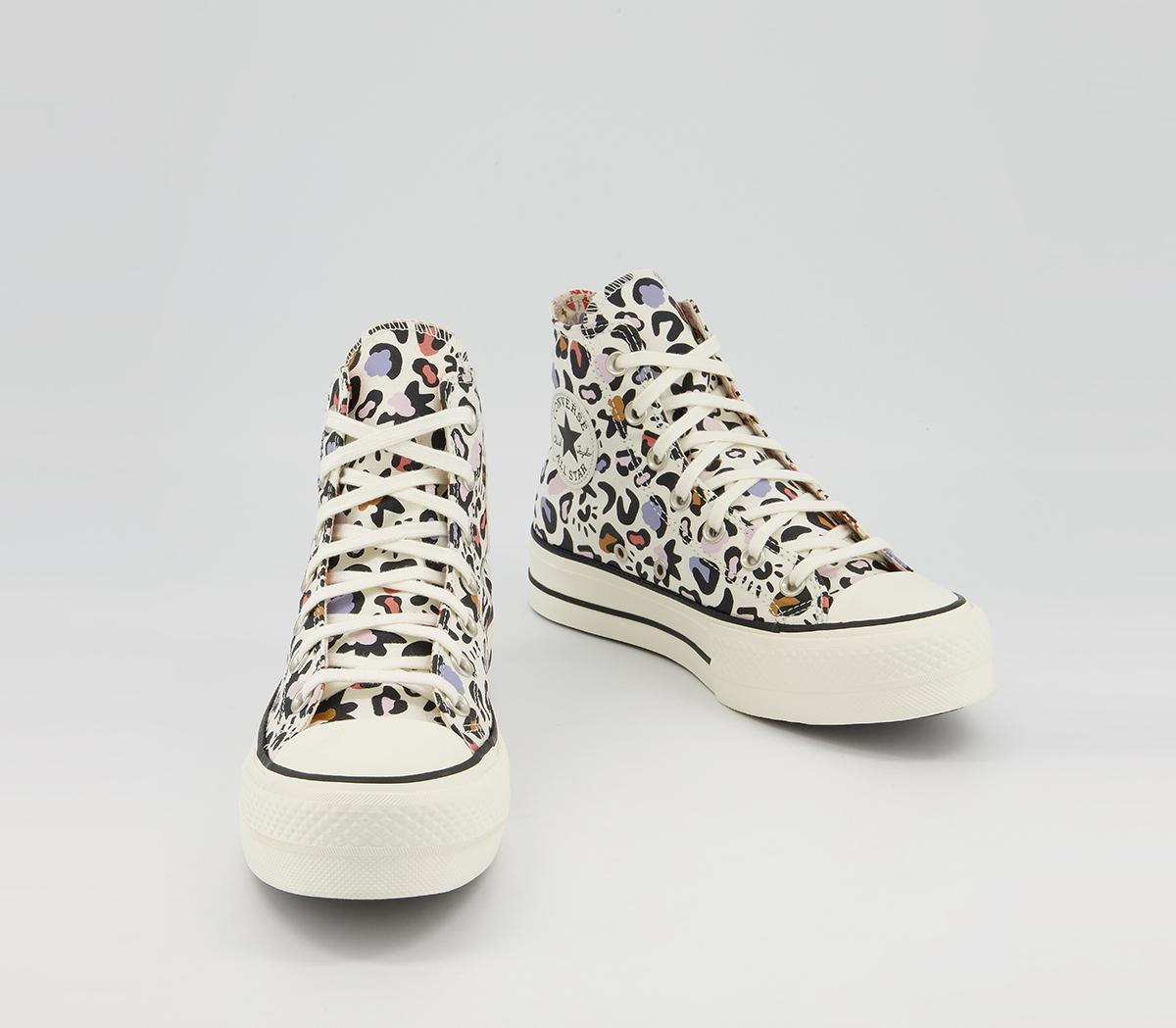 Converse All Star Lift Hi Platform Trainers Converse All Star Lift Hi Platform Trainers Egret Multi Black Leopard