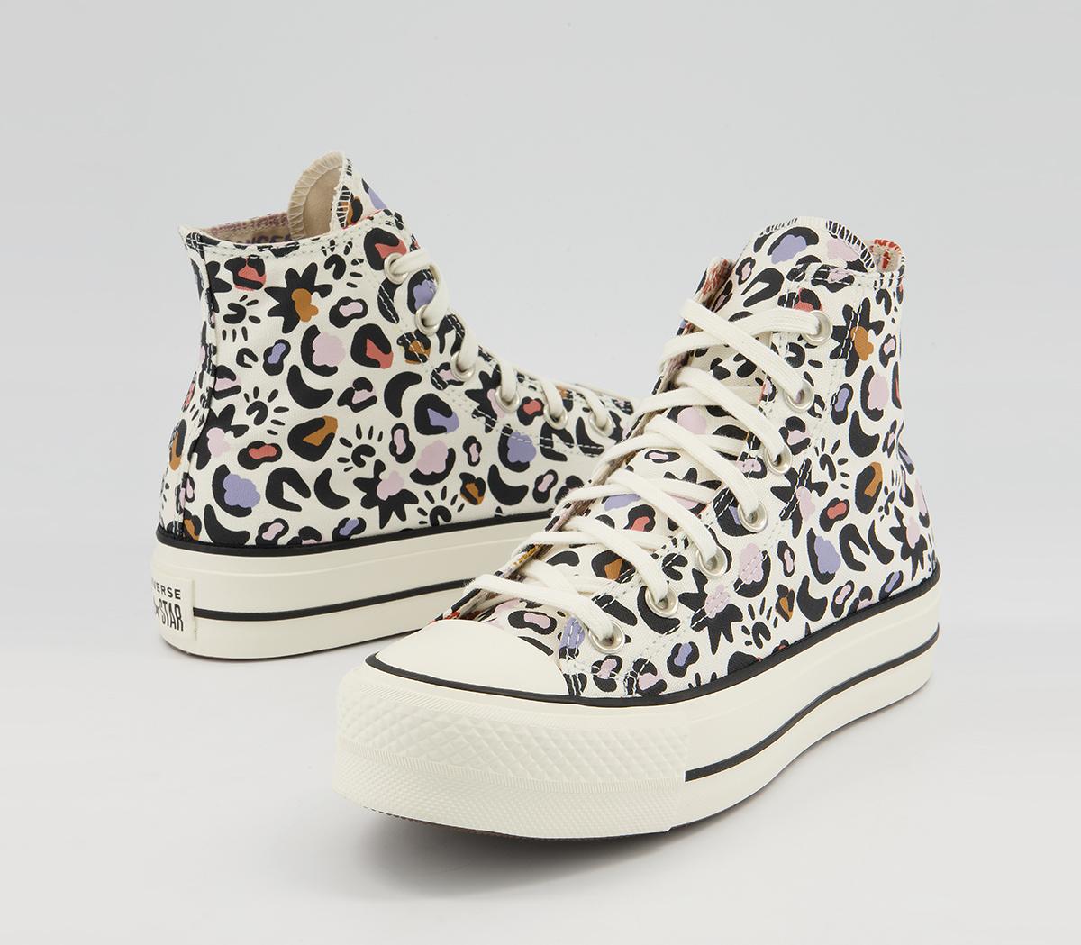 Converse All Star Lift Hi Platform Trainers Converse All Star Lift Hi Platform Trainers Egret Multi Black Leopard