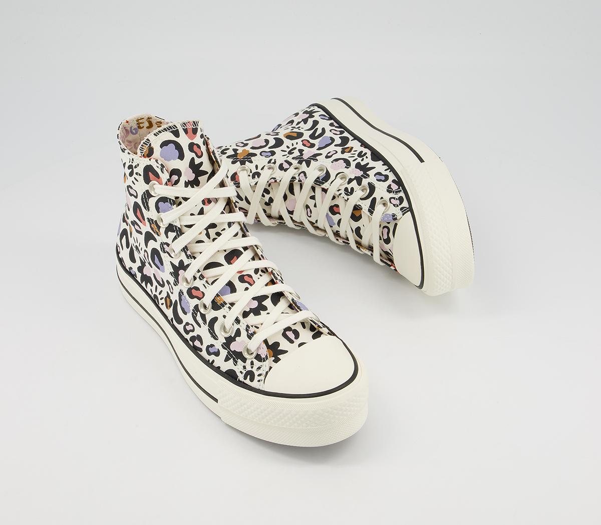 Converse All Star Lift Hi Platform Trainers Converse All Star Lift Hi Platform Trainers Egret Multi Black Leopard
