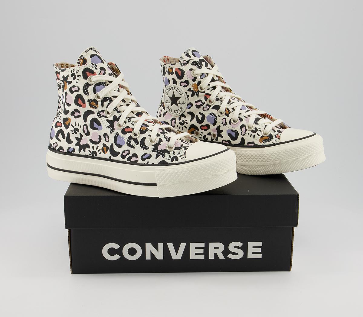 Converse All Star Lift Hi Platform Trainers Converse All Star Lift Hi Platform Trainers Egret Multi Black Leopard