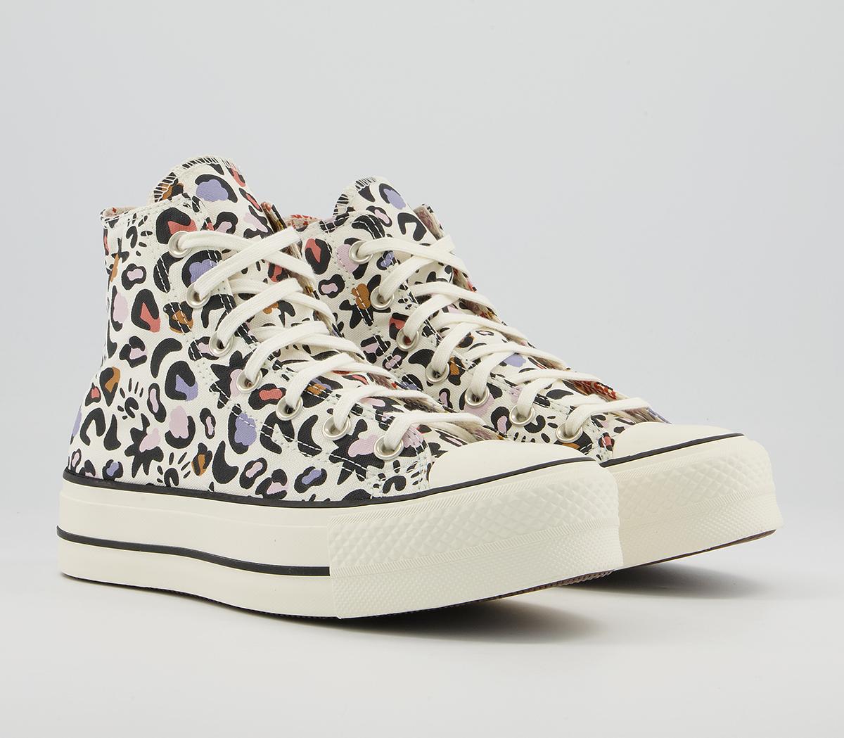 Converse All Star Lift Hi Platform Trainers Converse All Star Lift Hi Platform Trainers Egret Multi Black Leopard