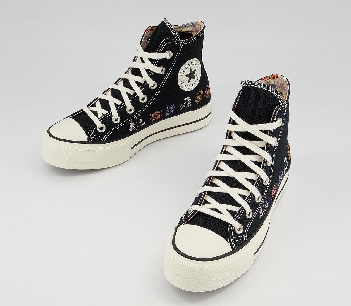 Converse All Star Lift Hi Platform Trainers Black Egret Multi Mystic ...