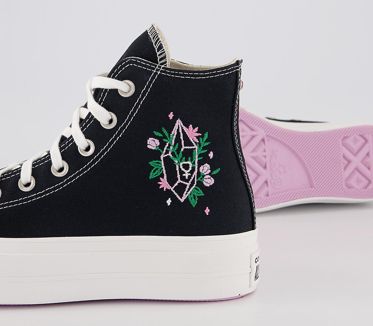 ConverseAll Star Lift Hi Platform TrainersBlack Vintage White Artic Pink Crystal
