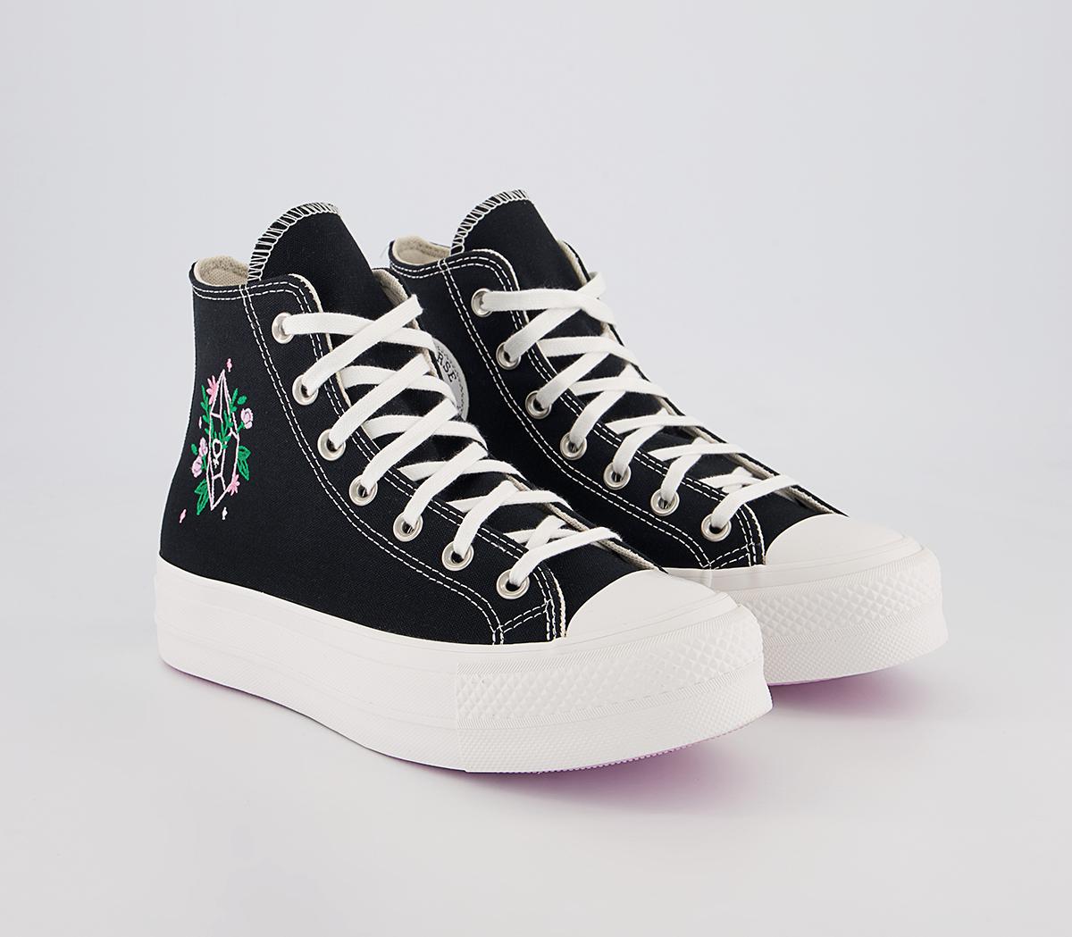 all star lift hi trainers black vintage white multi floral
