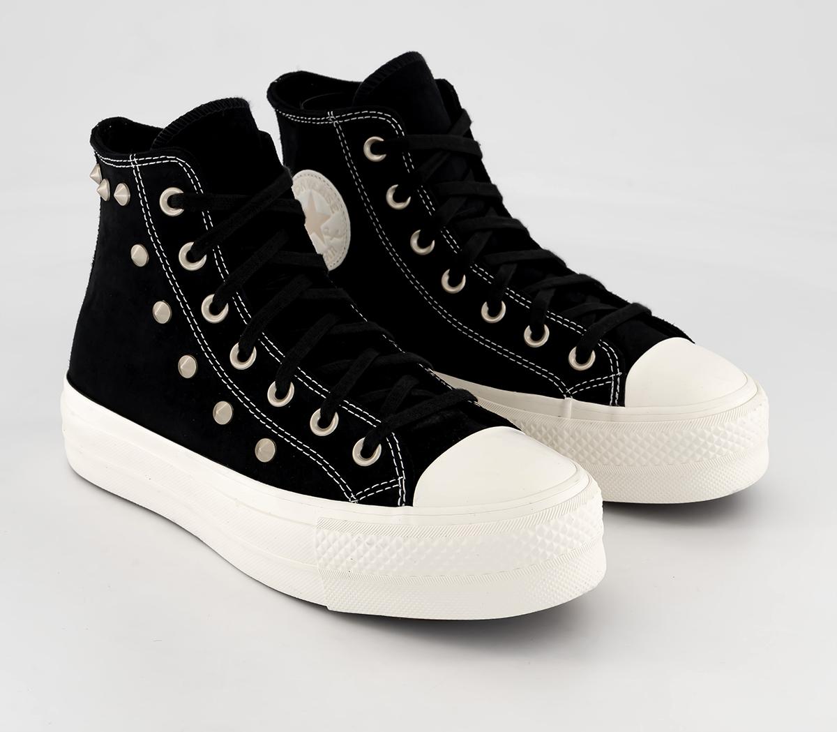 Converse All Star Lift Hi Platform Trainers Black Light Gold Egret Stud ...