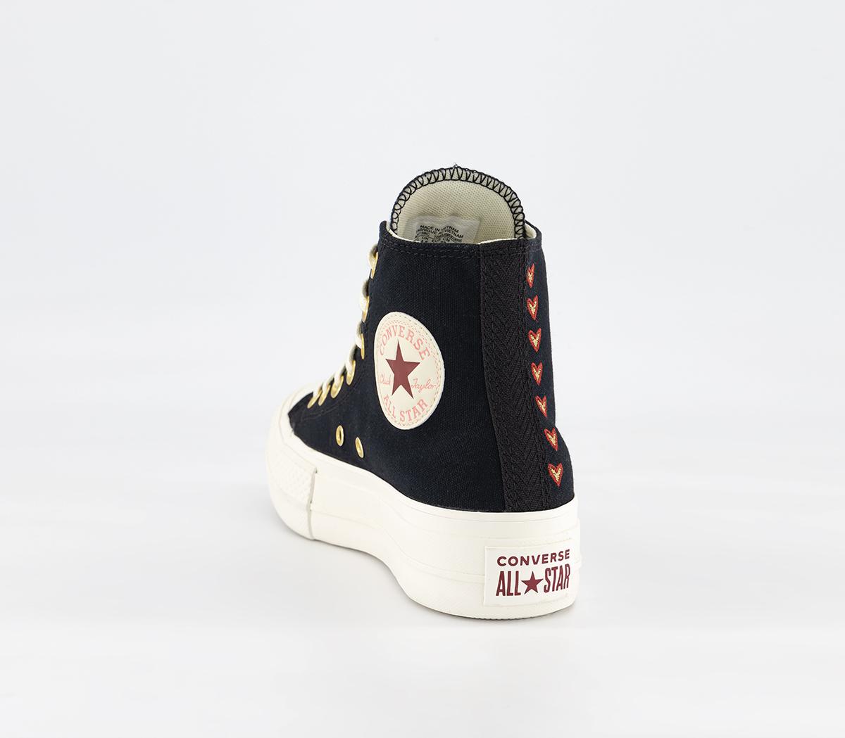 ConverseAll Star Lift Hi Platform Valentine's Trainers Black Egret Back Ally Brick