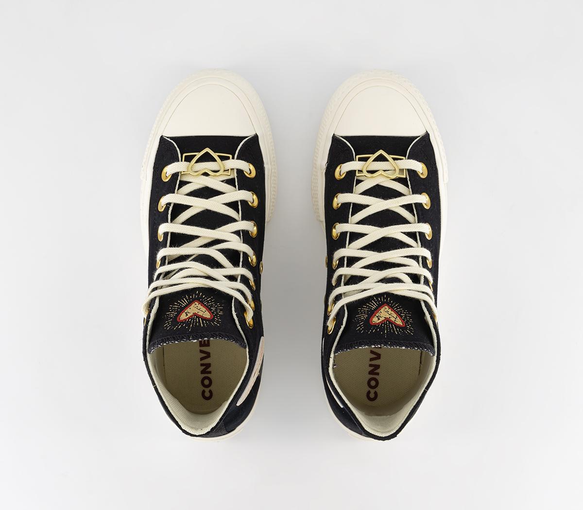 ConverseAll Star Lift Hi Platform Valentine's Trainers Black Egret Back Ally Brick