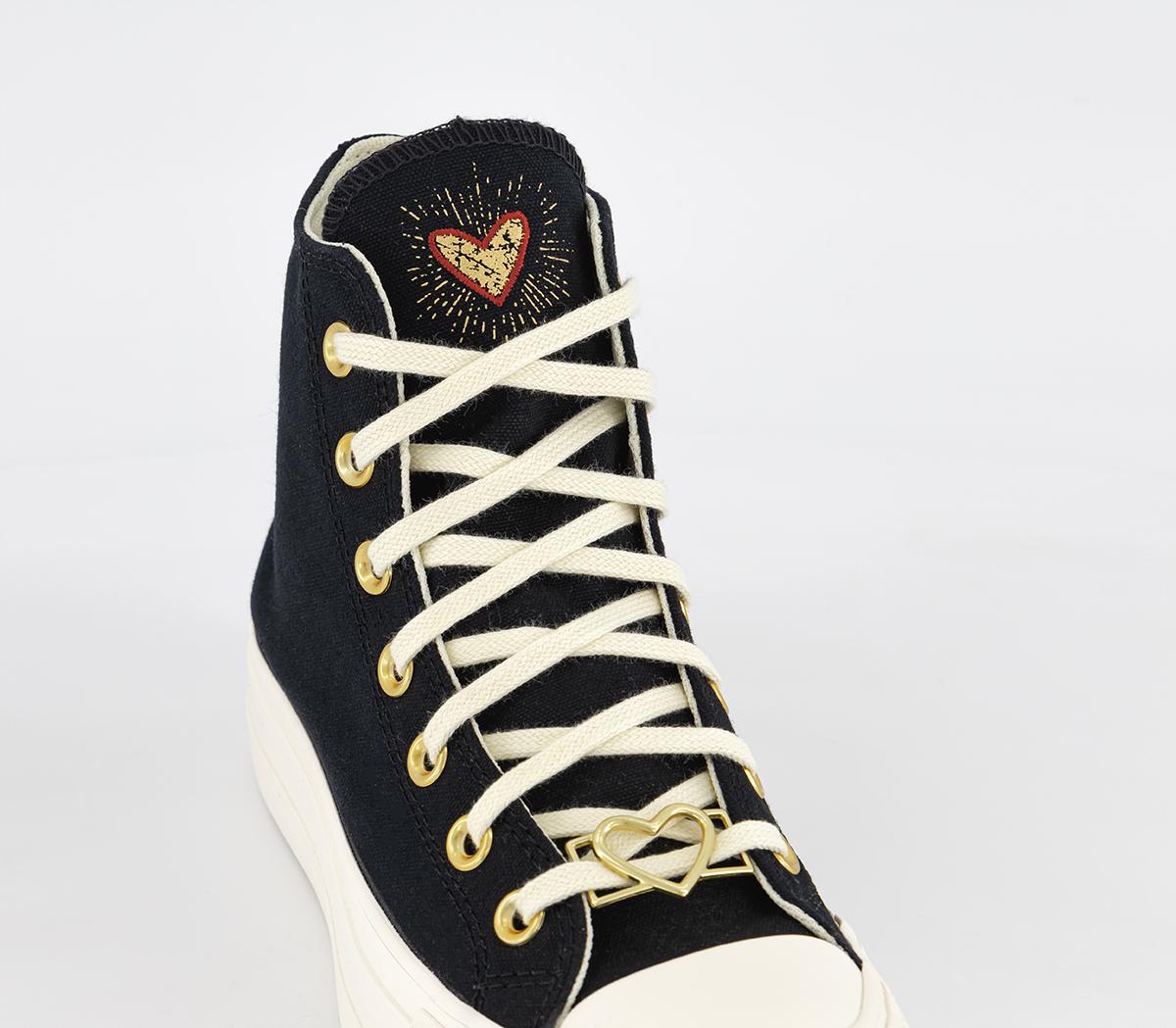 ConverseAll Star Lift Hi Platform Valentine's Trainers Black Egret Back Ally Brick