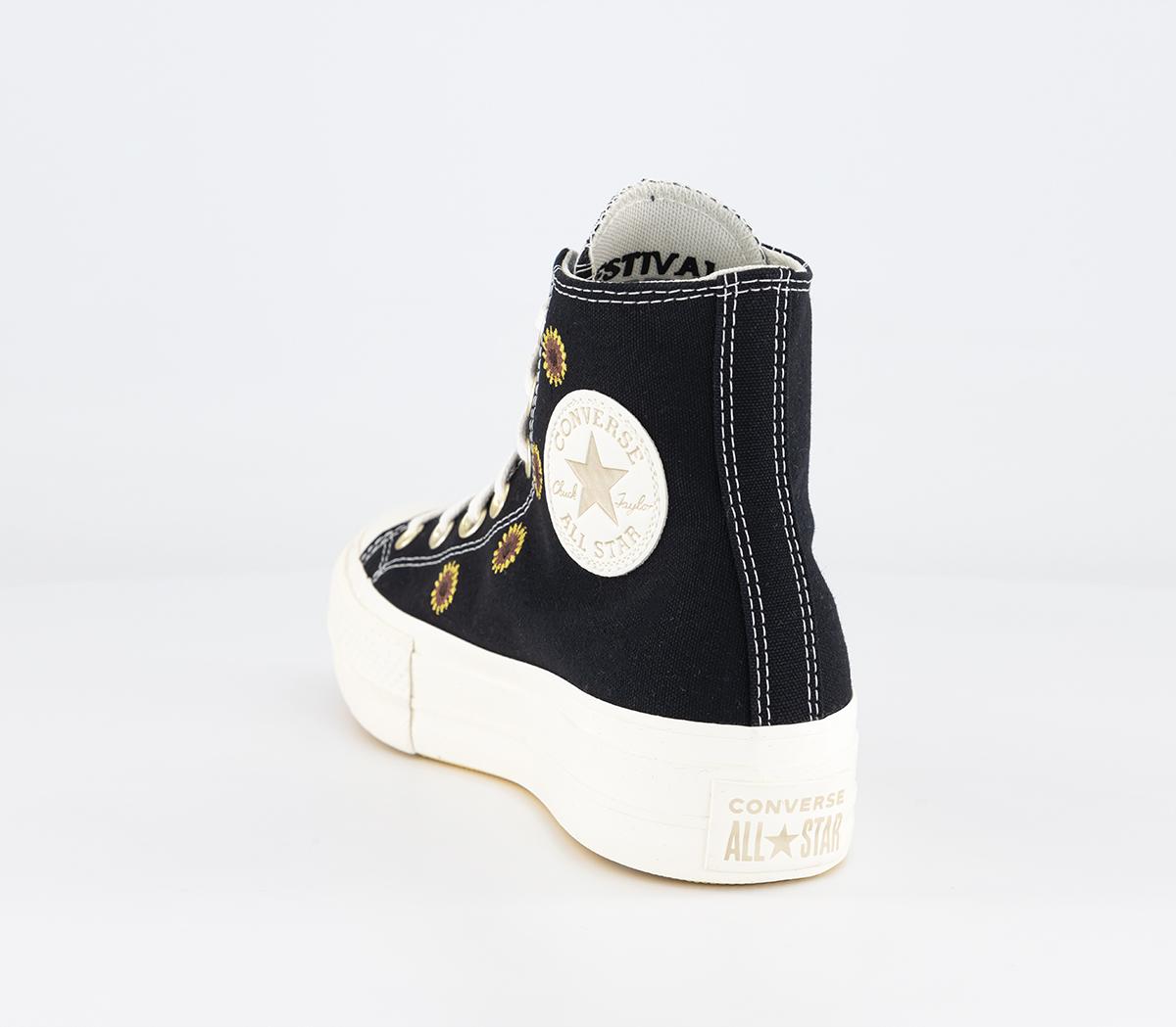 Converse All Star Lift Hi Platform Trainers Black Egret Light Gold