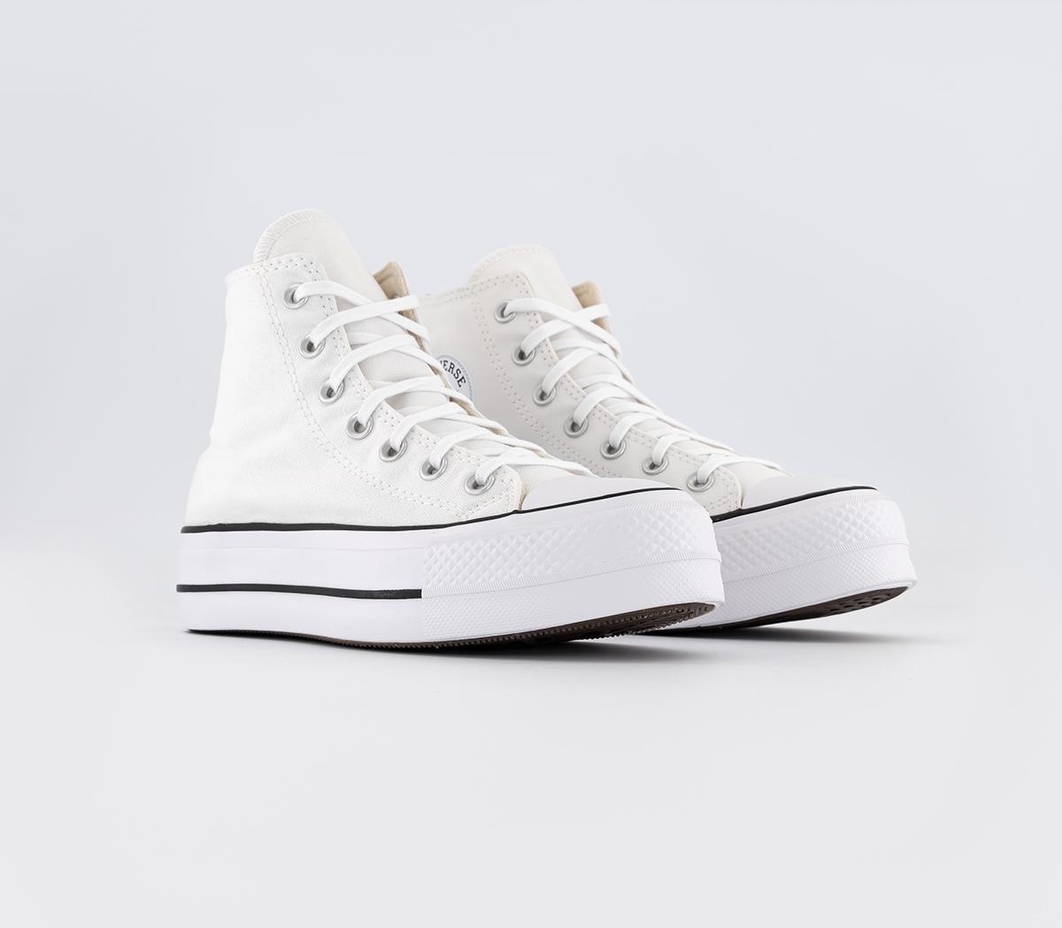 Converse Womens All Star Lift High White And Black Canvas Trainers, 6.5