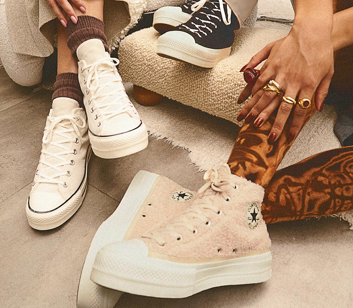 Converse All Star Lift Hi Platform Trainers Converse All Star Lift Hi Platform Trainers Sherpa Farro White