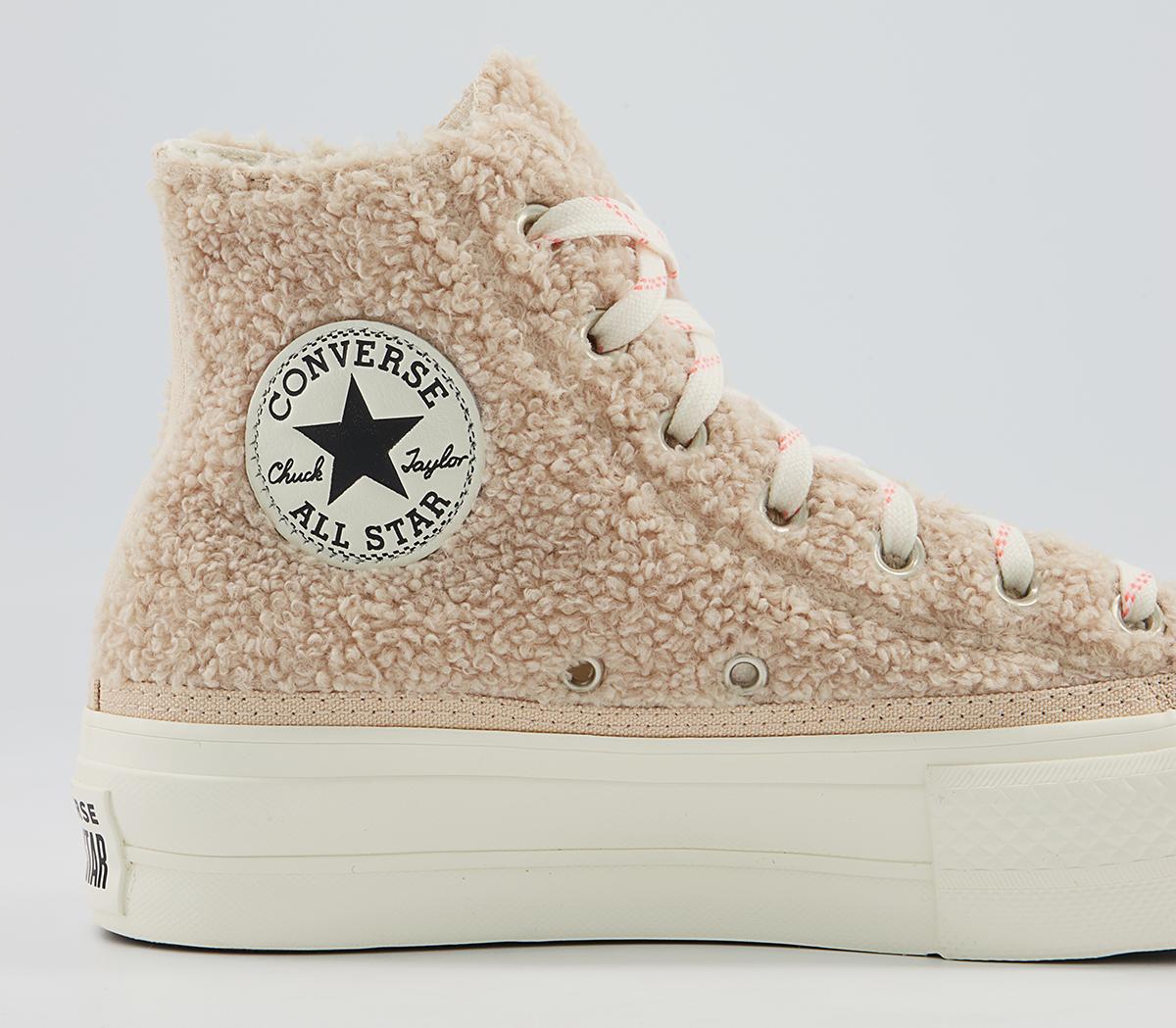 Converse All Star Lift Hi Platform Trainers Converse All Star Lift Hi Platform Trainers Sherpa Farro White