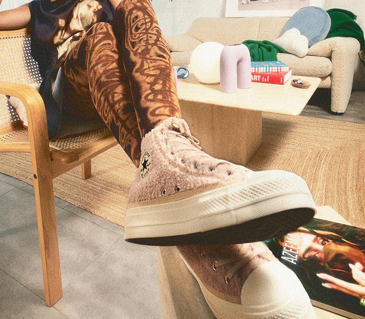 Converse All Star Lift Hi Platform Trainers Converse All Star Lift Hi Platform Trainers Sherpa Farro White