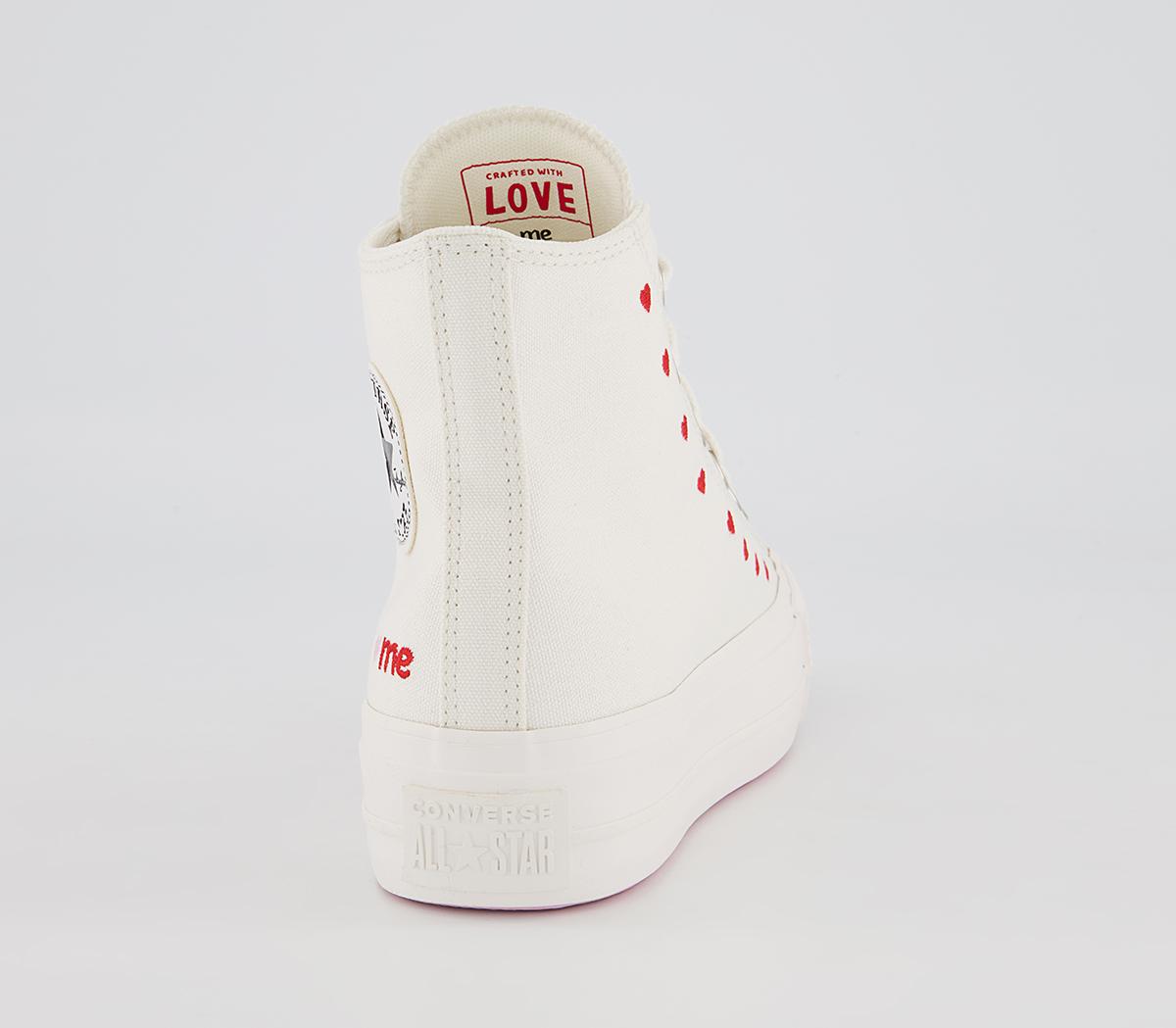 Converse All Star Lift Hi Trainers Converse All Star Lift Hi Trainers Vintage White University Red
