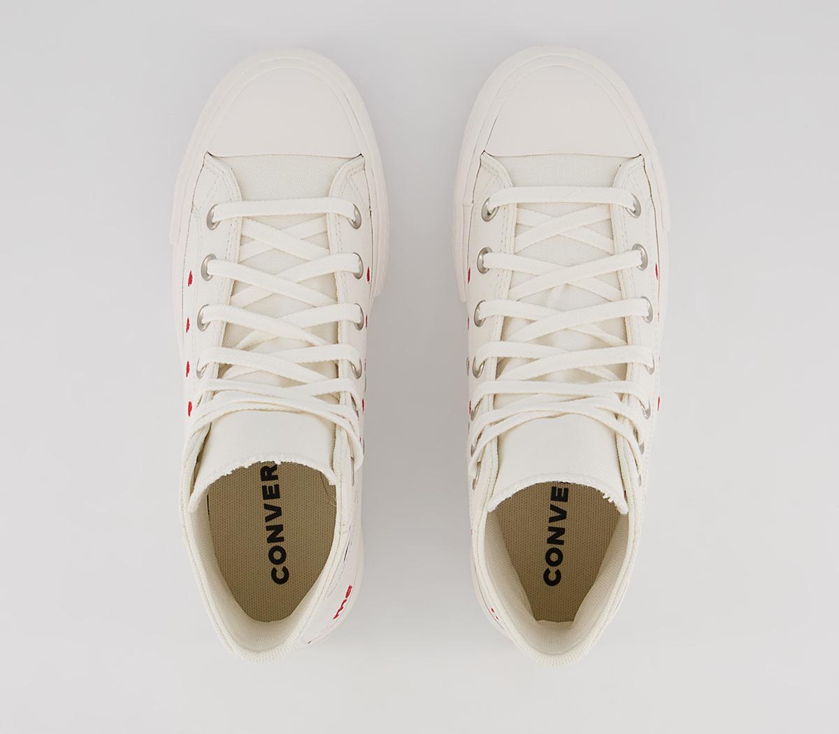 Converse All Star Lift Hi Trainers Converse All Star Lift Hi Trainers Vintage White University Red