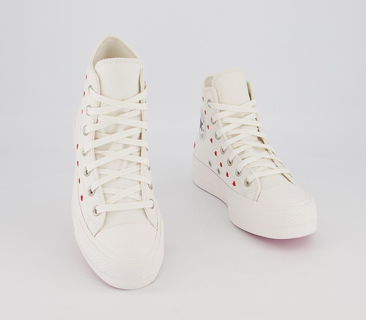 Converse All Star Lift Hi Trainers Converse All Star Lift Hi Trainers Vintage White University Red