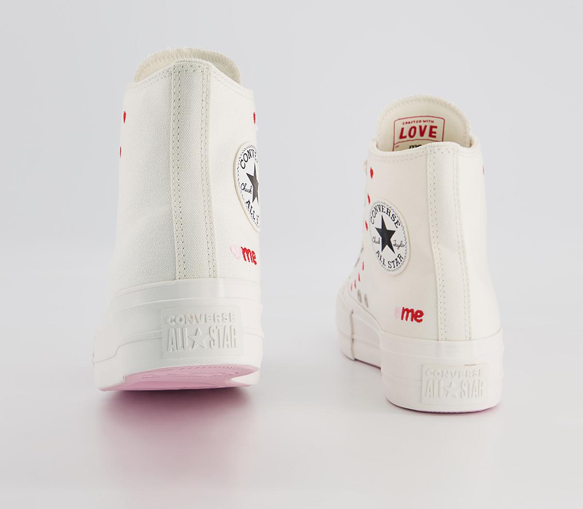 Converse All Star Lift Hi Trainers Converse All Star Lift Hi Trainers Vintage White University Red