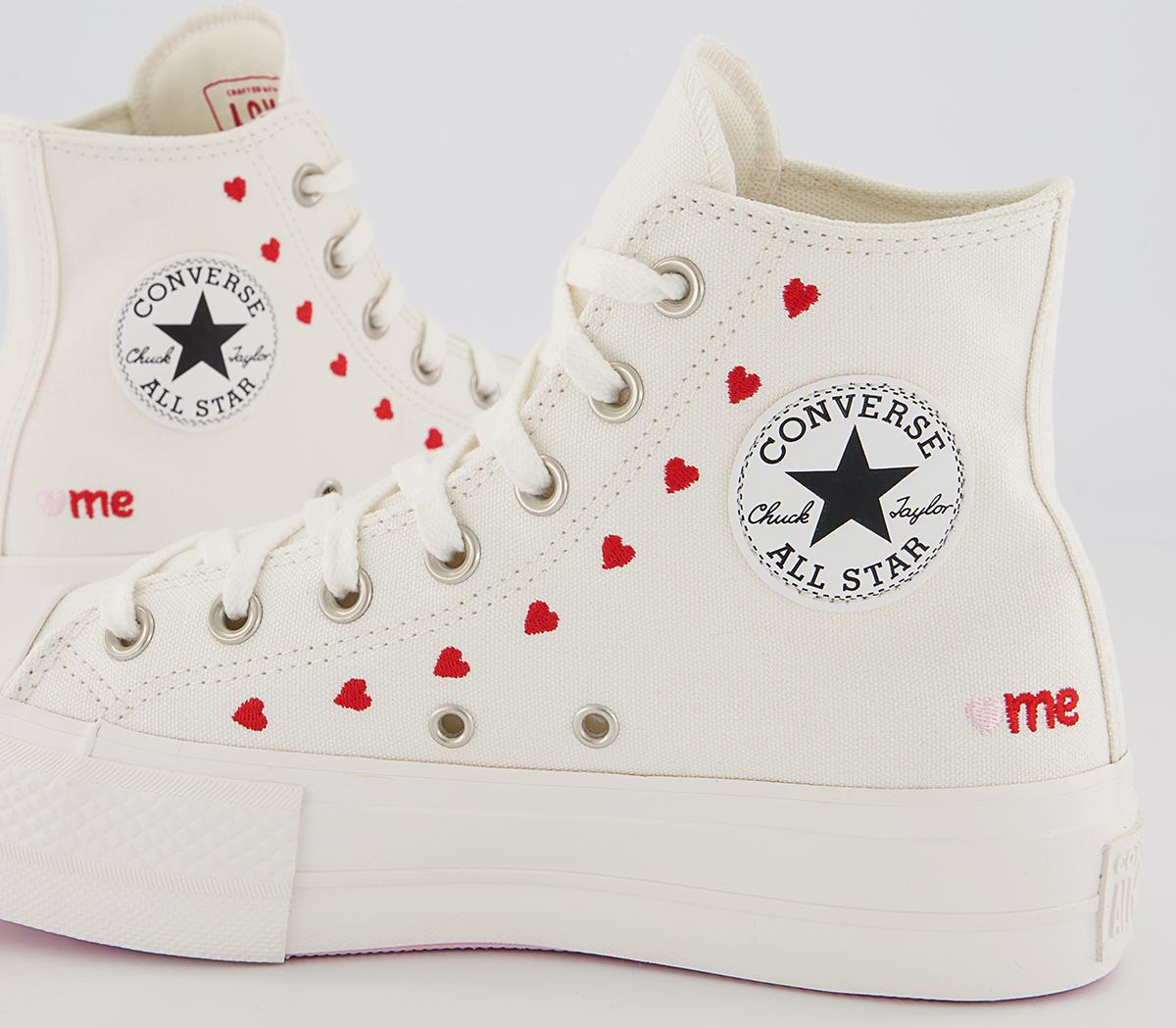 Converse All Star Lift Hi Trainers Converse All Star Lift Hi Trainers Vintage White University Red