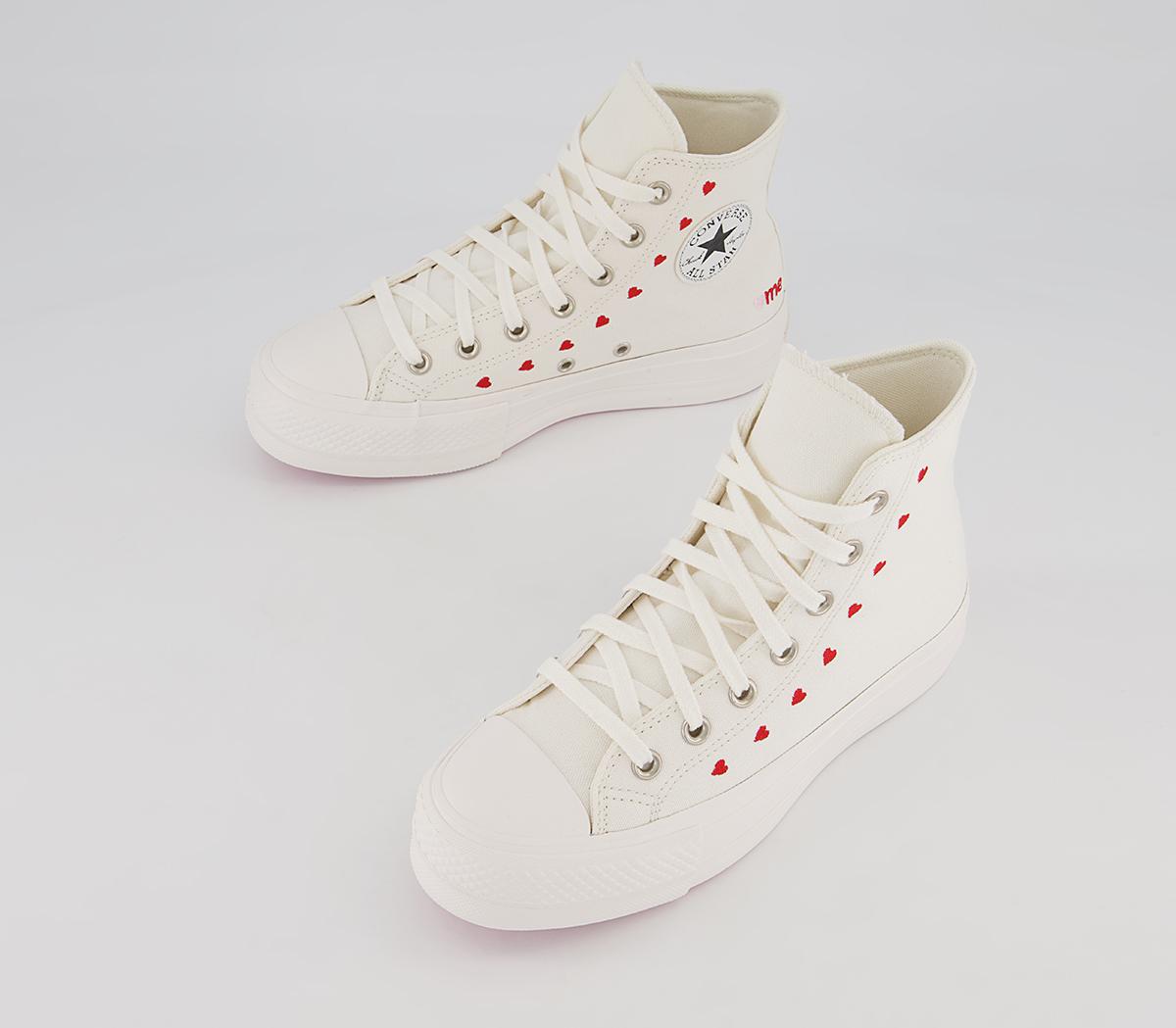 Converse All Star Lift Hi Trainers Converse All Star Lift Hi Trainers Vintage White University Red