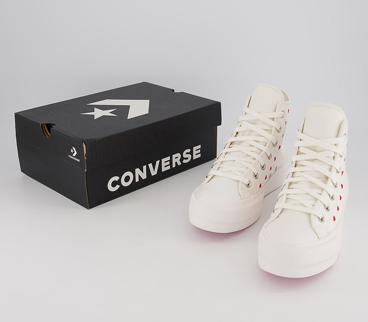 Converse All Star Lift Hi Trainers Converse All Star Lift Hi Trainers Vintage White University Red