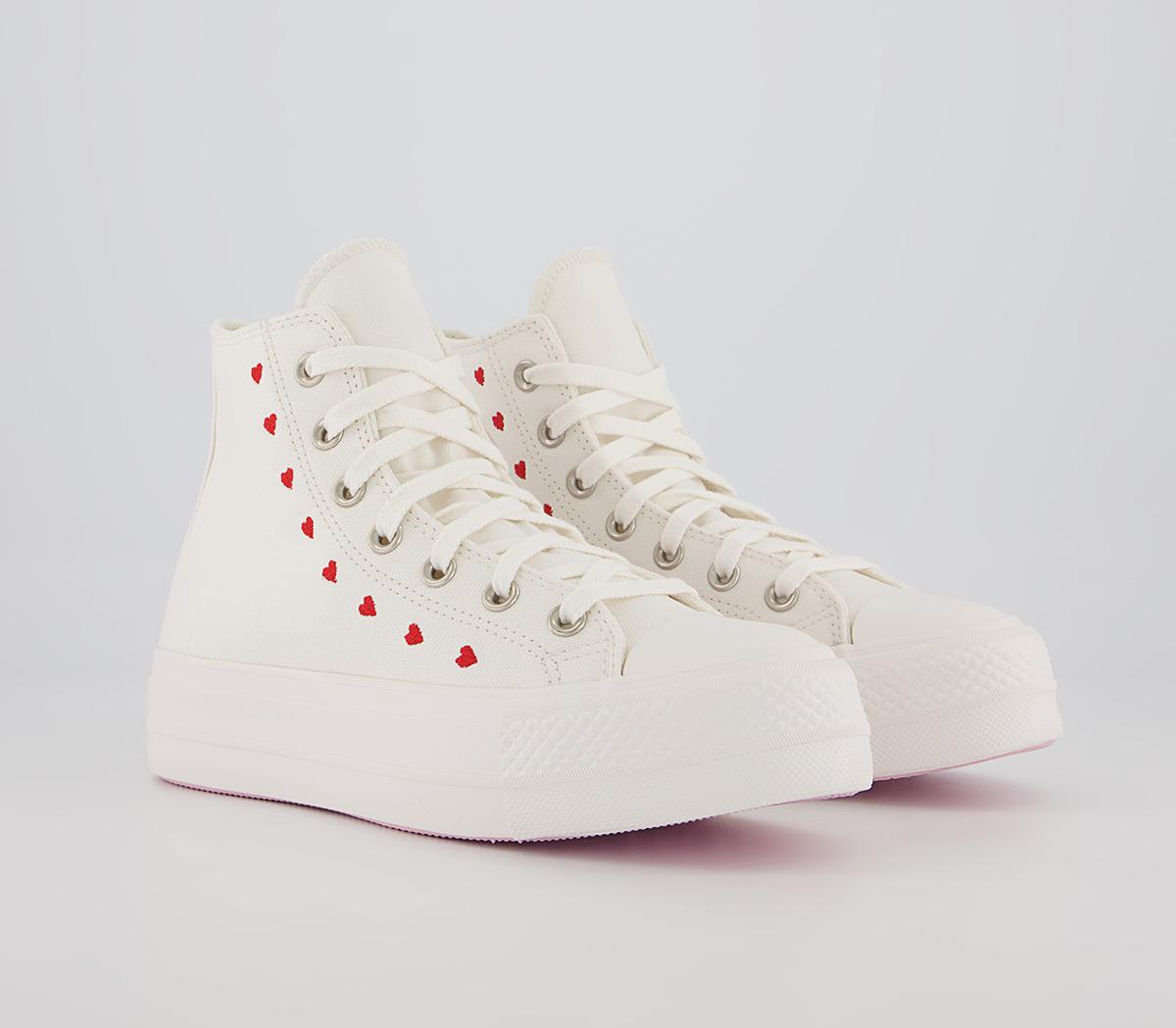 Converse All Star Lift Hi Trainers Converse All Star Lift Hi Trainers Vintage White University Red