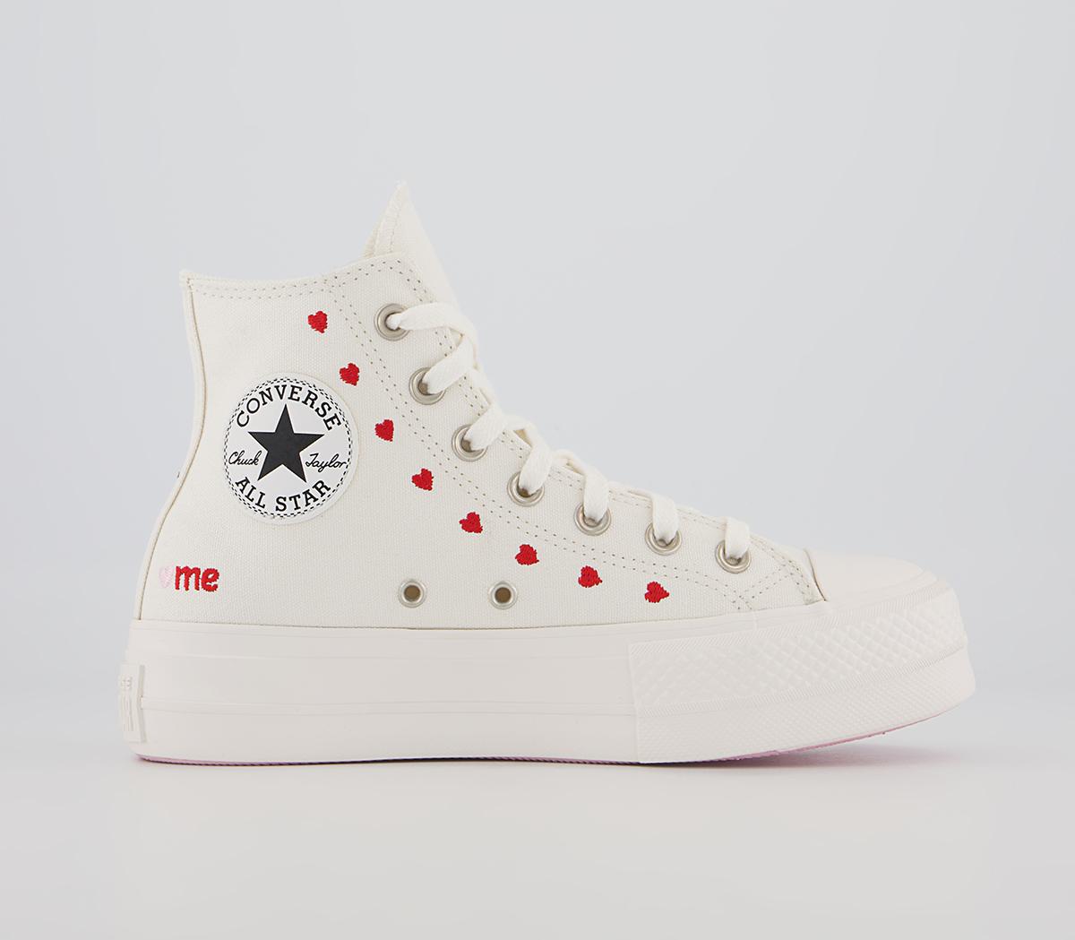 Converse All Star Lift Hi Trainers Converse All Star Lift Hi Trainers Vintage White University Red