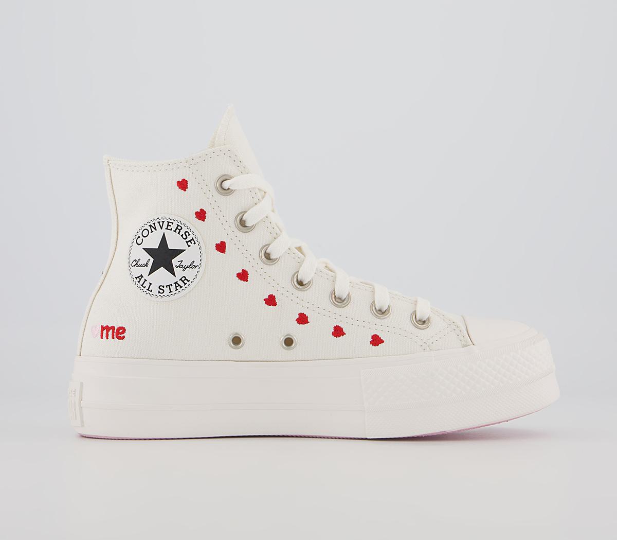 Converse All Star Lift Hi Trainers Vintage White University Red - Women ...