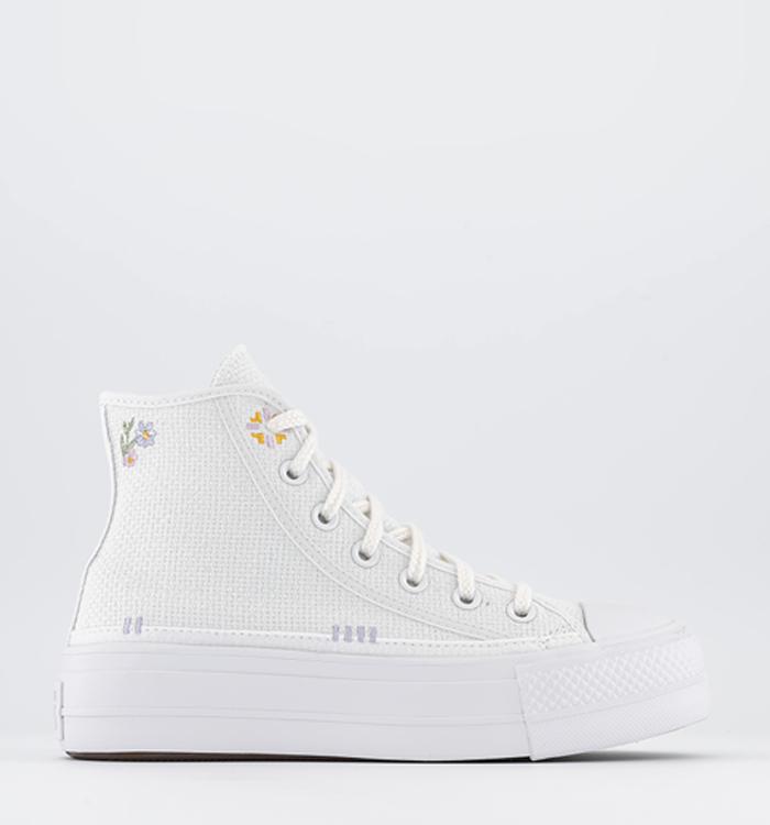 Converse All Star Lift Hi Platform Trainers White Moonstone Violet Mouse