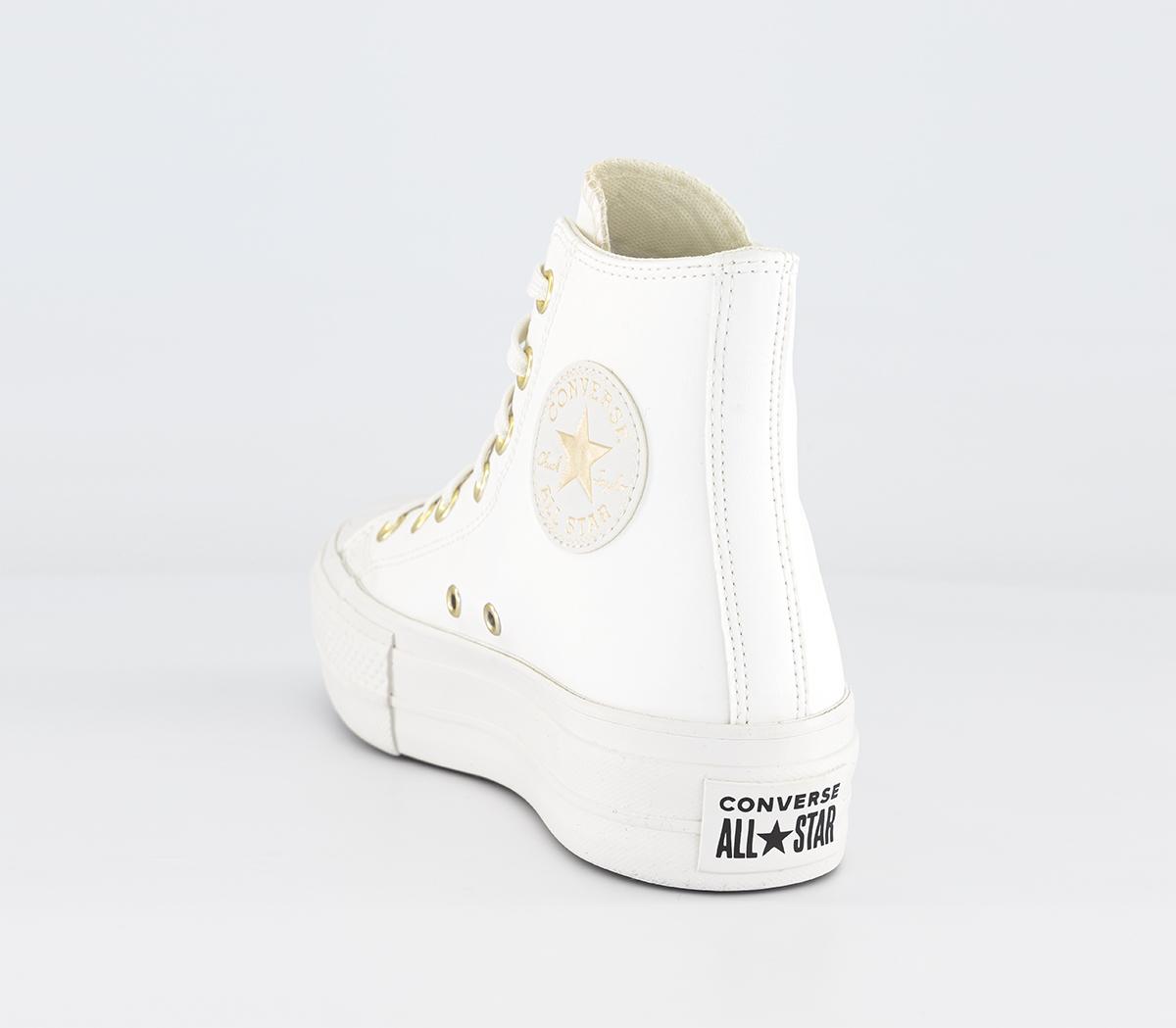 ConverseAll Star Lift Hi Platform Trainers Vintage White Egret Gold