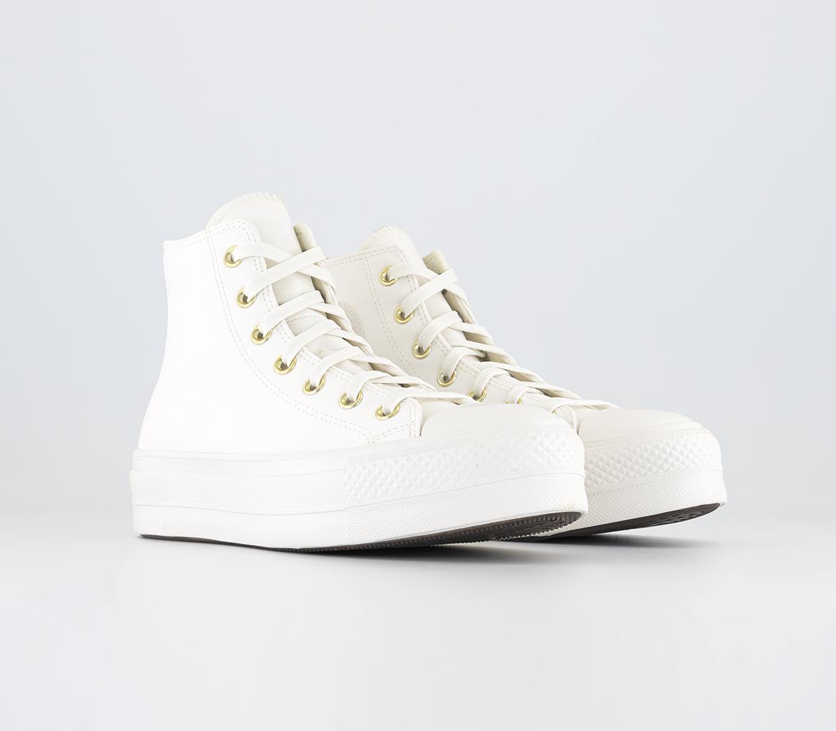 ConverseAll Star Lift Hi Platform Trainers Vintage White Egret Gold