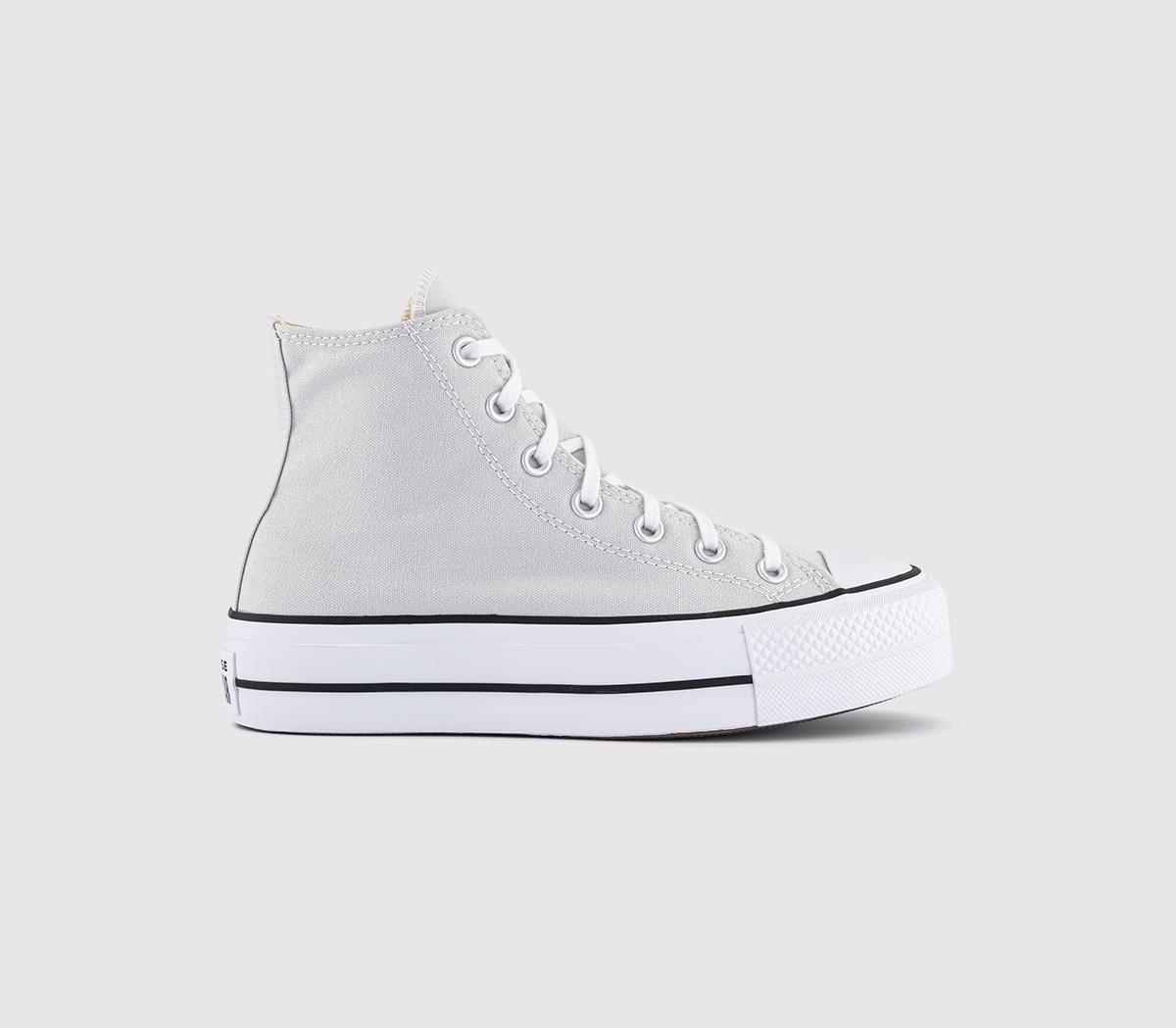 Converse Womens All Star Lift Hi Trainers Barely Grey White Black, 6