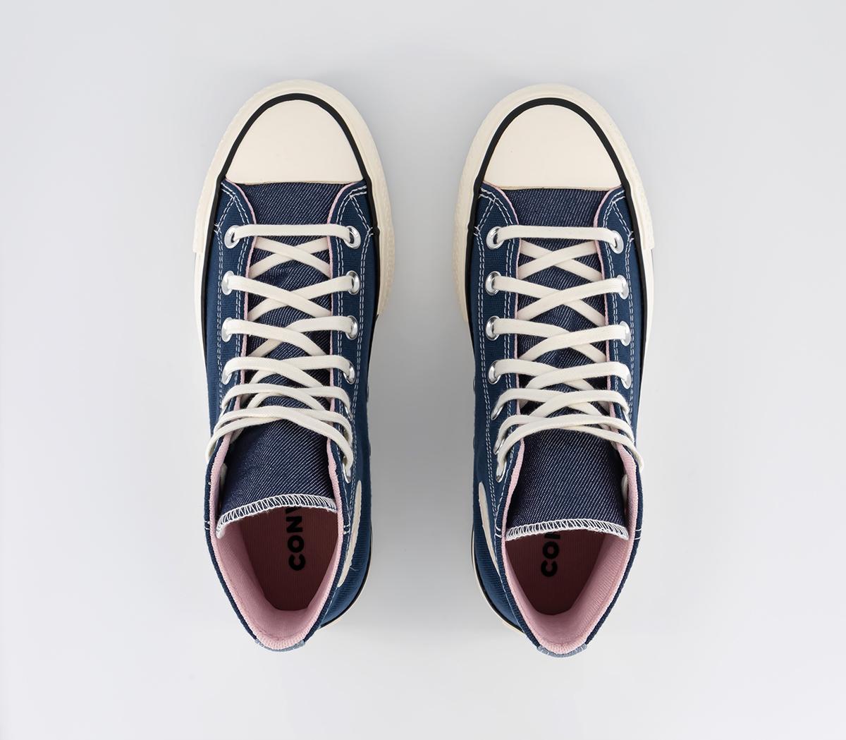 Converse All Star Lift Hi Platform Trainers Navy Egret Sunrise Pink ...