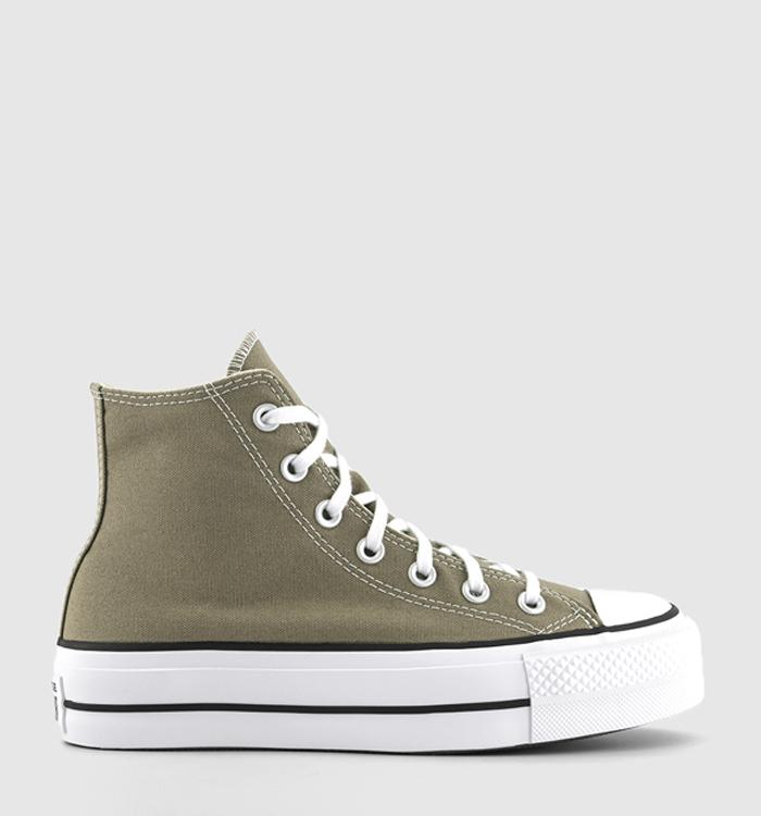 Converse All Star Lift Hi Trainers Mossy Sloth White Black