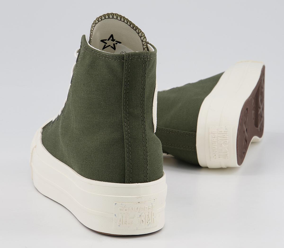 Converse All Star Lift Hi Trainers Converse All Star Lift Hi Trainers Cargo Khaki Egret Egret