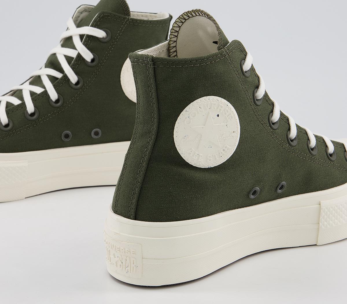 Converse All Star Lift Hi Trainers Converse All Star Lift Hi Trainers Cargo Khaki Egret Egret