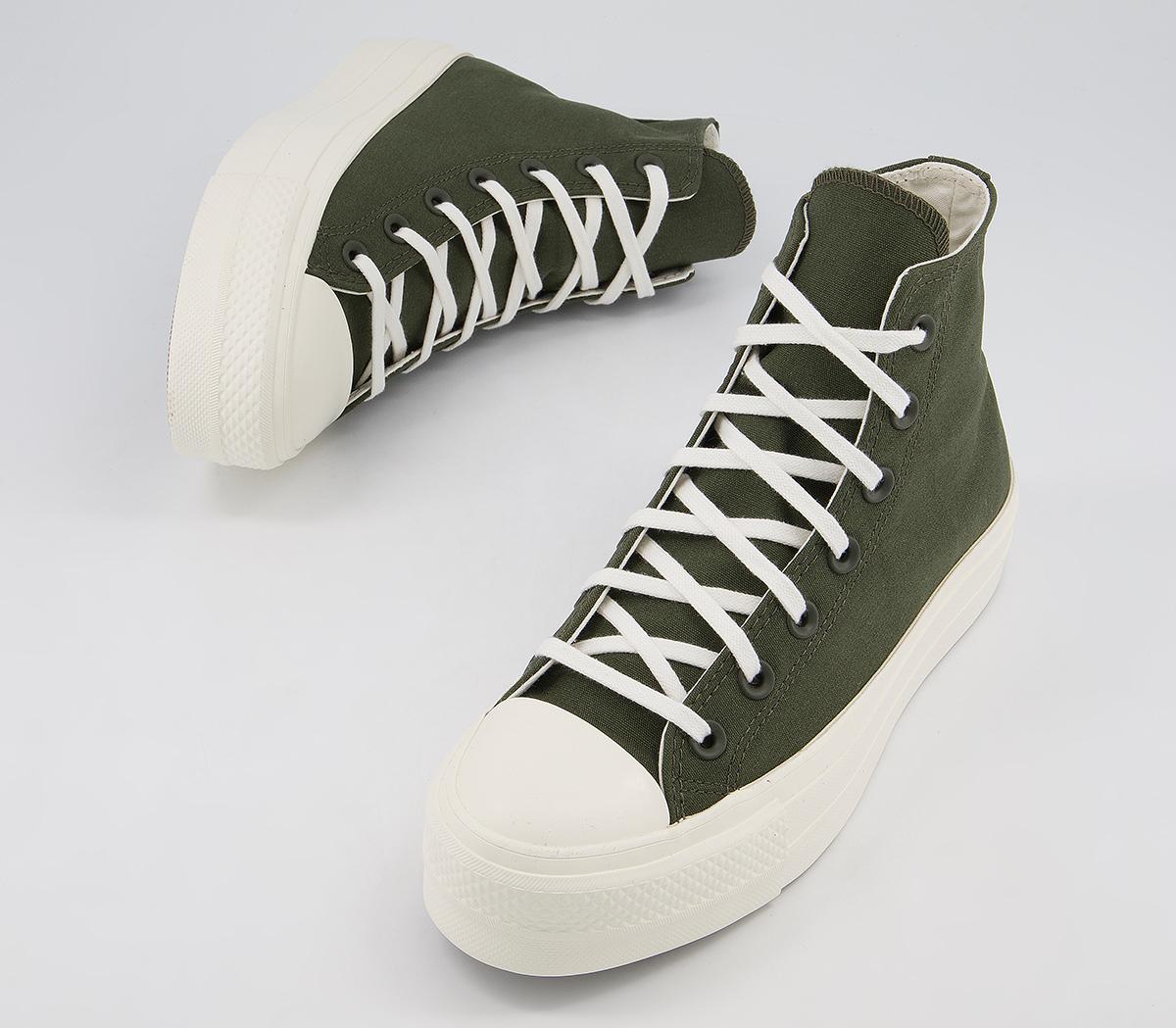 Converse All Star Lift Hi Trainers Converse All Star Lift Hi Trainers Cargo Khaki Egret Egret