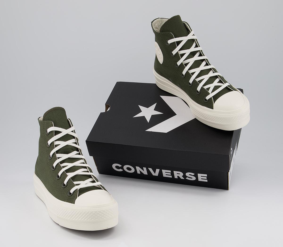 Converse All Star Lift Hi Trainers Converse All Star Lift Hi Trainers Cargo Khaki Egret Egret