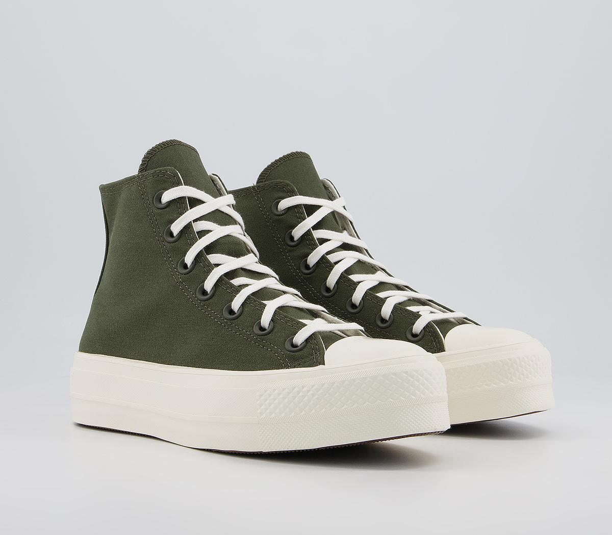 Converse All Star Lift Hi Trainers Converse All Star Lift Hi Trainers Cargo Khaki Egret Egret