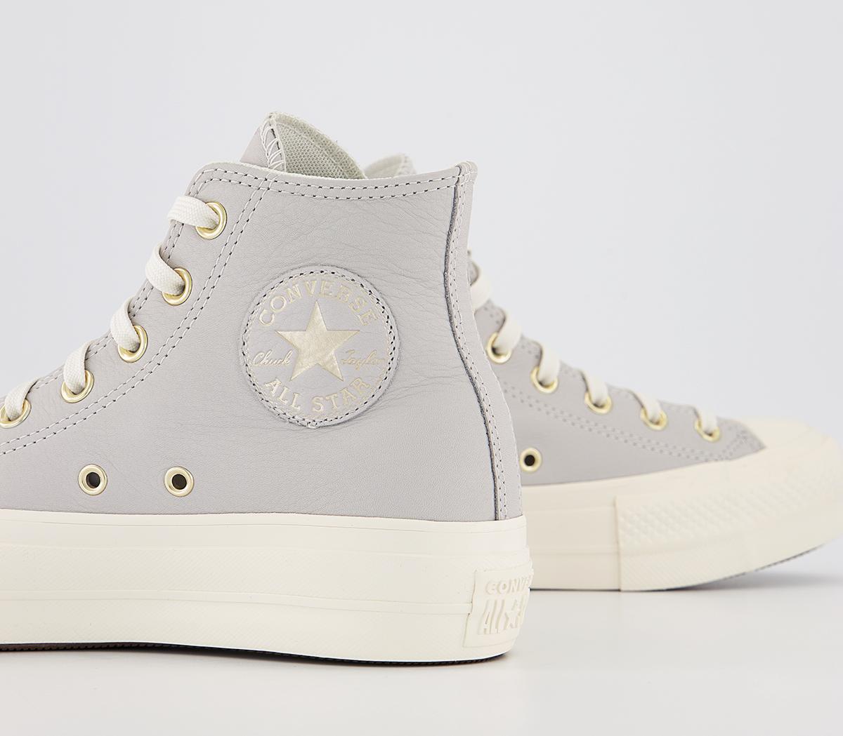 Converse All Star Lift Hi Platform Trainers Mouse Egret Light Gold