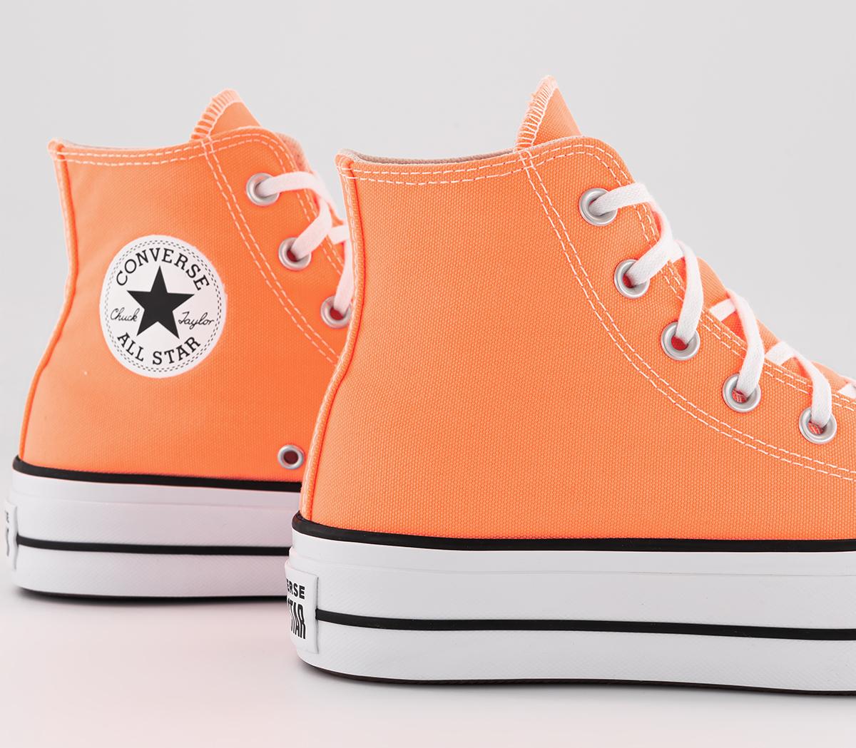Converse All Star Lift Hi Platform Trainers Peach Beam Black White